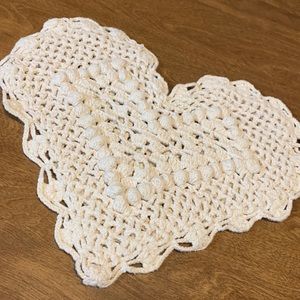 Heart crocheted doily Pillow cover Handmade Vintage